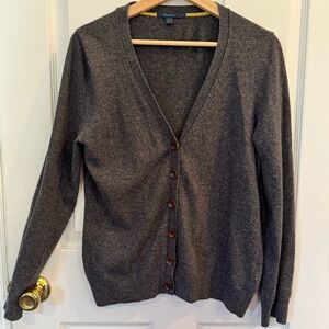 Boden Cashmere Angora Blend Button Front Cardigan Charcoal Gray Women’s 14 Large